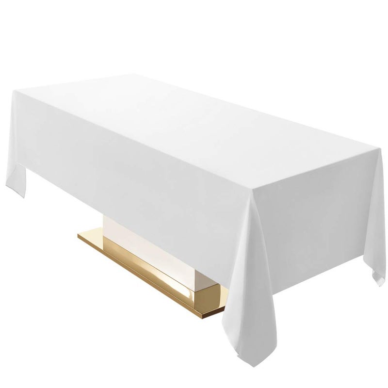 Surmente White Rectangle Tablecloth 60 x 102-inch Rectangular Polyester Table Cloth for Weddings, Banquets, or Restaurants - Image 1
